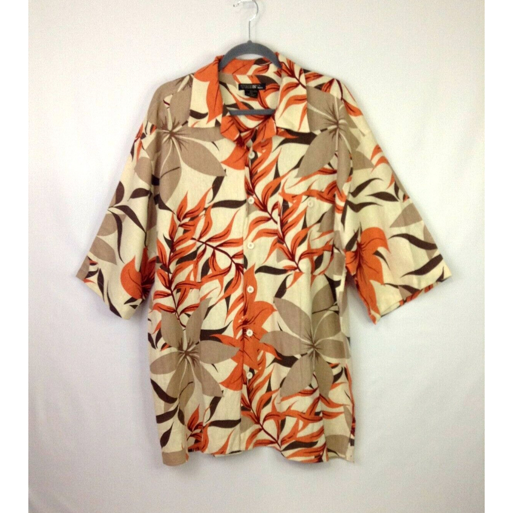 Shirt Trust USA Tropical Leaf Size 2XL Linen Rayon Blend